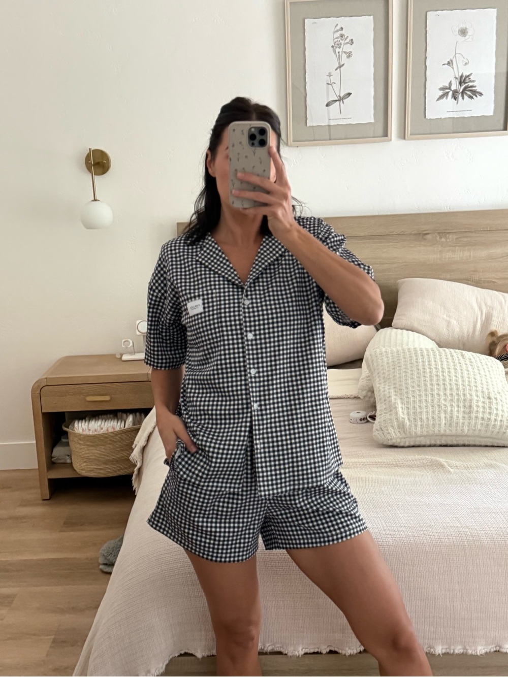 Black & White Gingham Short Pajama Set